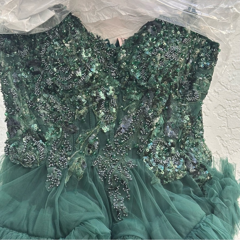 Mac Duggal Green Sequin Mini Dress - Picture 5 of 8